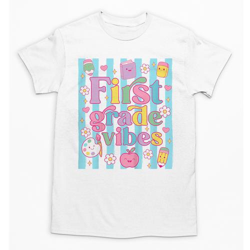 First Grade Vibes Cute Groovy Back To School 1st Grade Girls Unisex T-Shirt - Savourry