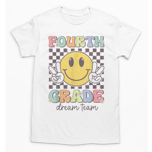 Fourth Grade Dream Team Smile Face Back To School 4th Grade Unisex T-Shirt - Savourry