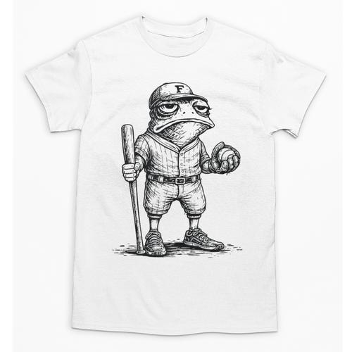 Frog Basketbal Men Women Grumpy Frog Playing Baseball Unisex T-Shirt - Sportilla