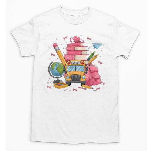 Girls Cute Pink Bows Coquette Aesthetic Back To School Unisex T-Shirt - Savourry