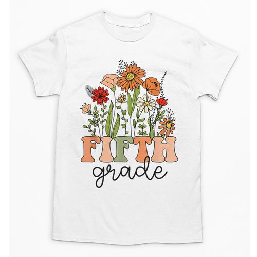 Groovy Fifth Grade Wildflowers Back To School 5th Grade Unisex T-Shirt - Savourry