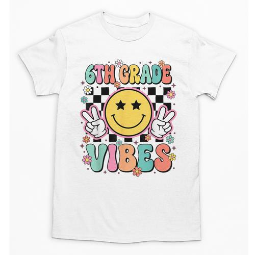 Groovy Sixth 6TH Grade Vibes Back To School First Day Kids Unisex T-Shirt - Savourry