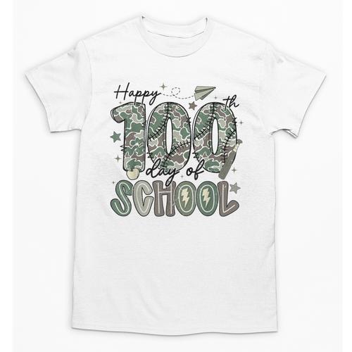 Happy 100th Day Of School Baseball Camo Boys Kids Toddler Unisex T-Shirt - Sportilla