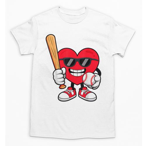 Heart Playing Baseball Valentines Day Unisex T-Shirt - Sportilla