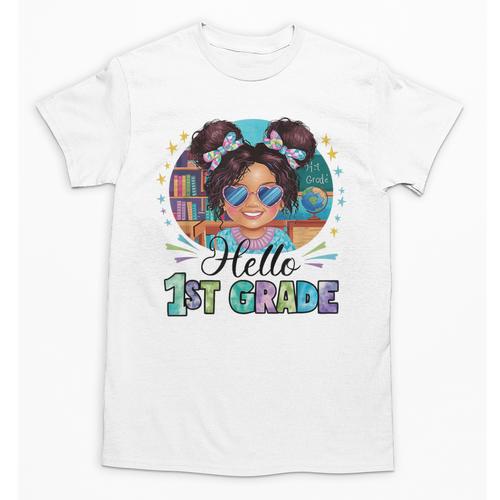 Hello 1st Grade Girl Back To School Kids Boys Girls Unisex T-Shirt - Savourry