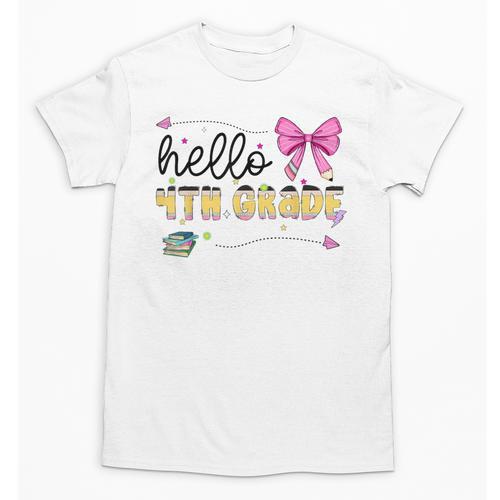 Hello 4th Grade Girls Coquette Fourth Grade Back To School Unisex T-Shirt - Savourry