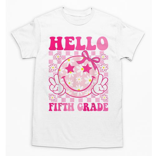 Hello Fifth Grade Coquette Bow Back To School 5th Grade Girl Unisex T-Shirt - Savourry