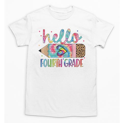 Hello Fourth Grade Tie Dye Pencil Back To School 4th Grade Unisex T-Shirt - Savourry