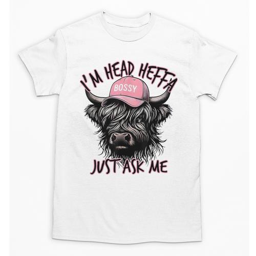 I'm Head Heffa Just Ask Me Bossy Highland Cow Baseball Cap Unisex T-Shirt - Sportilla