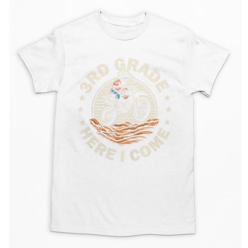 Kids Back To School 3rd Grade Here I Come Motocross Dirt Bike Performance Unisex T-Shirt - Savourry