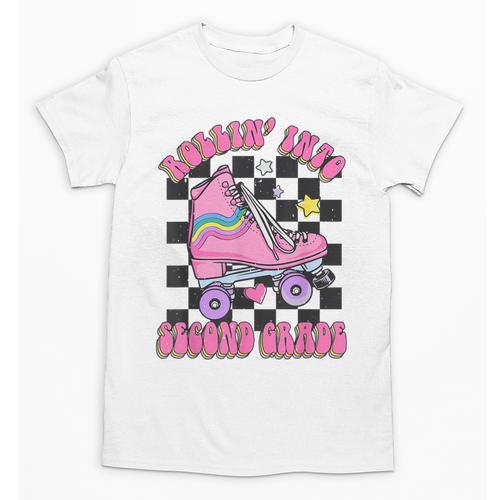 Kids Back To School Skating Rollin Into Second 2nd Grade Unisex T-Shirt - Savourry
