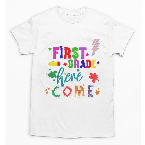 Kids Watch Out First Grade Here I Come 1st Grade Back To School Unisex T-Shirt - Savourry
