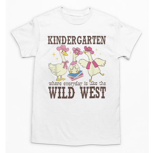 Kindergarten Wild West Goose Cowboy Goose Back To School Unisex T-Shirt - Savourry