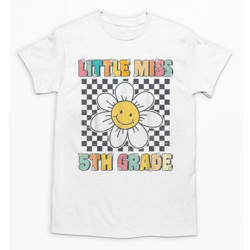Little Miss 5th Grade Retro Groovy 5th Grade Back To School Unisex T-Shirt - Savourry