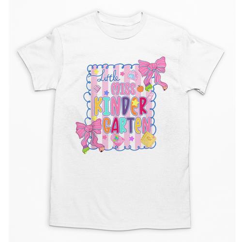 Little Miss Kindergarten Kids Girls Coquette Back To School Unisex T-Shirt - Savourry