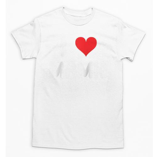 I Love Mamie Heart Grandma Grandmother Grandparent Raglan Baseball Tee Unisex T-Shirt - Sportilla