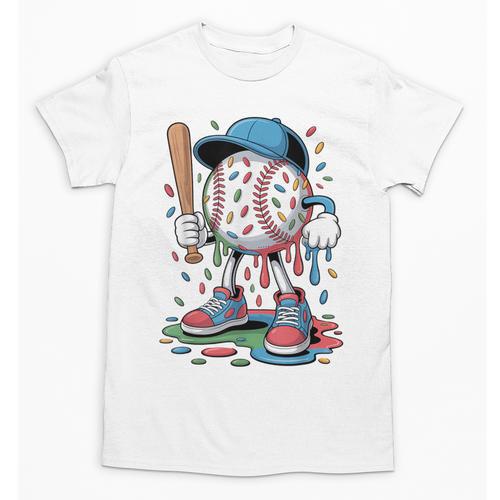 Melting Slime Sprinkle Baseball Mascot With Bat Unisex T-Shirt - Sportilla