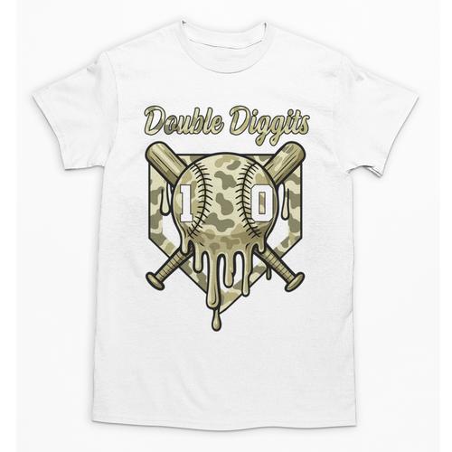 Old School Camo Baseball Drip Double Digits 10th Birthday Unisex T-Shirt - Sportilla