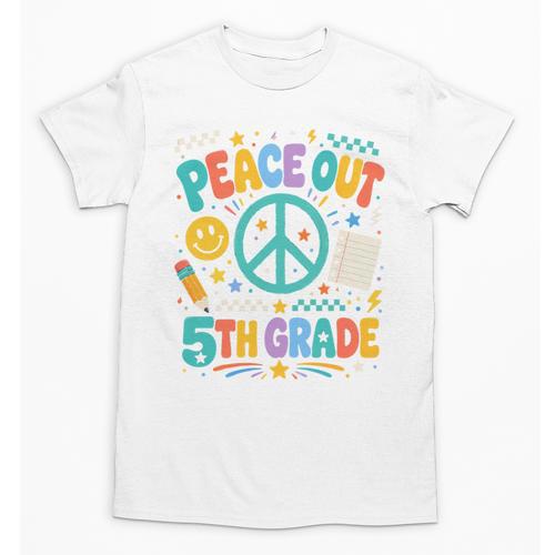 Peace Out 5th Grade Retro Back To School Students Unisex T-Shirt - Savourry
