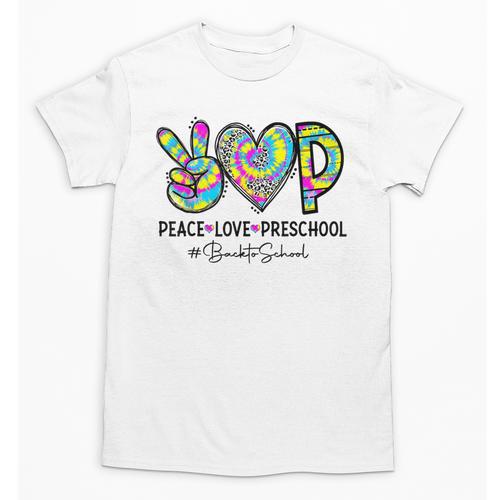 Peace Love Preschool First Day Of Preschool Back To School Unisex T-Shirt - Savourry
