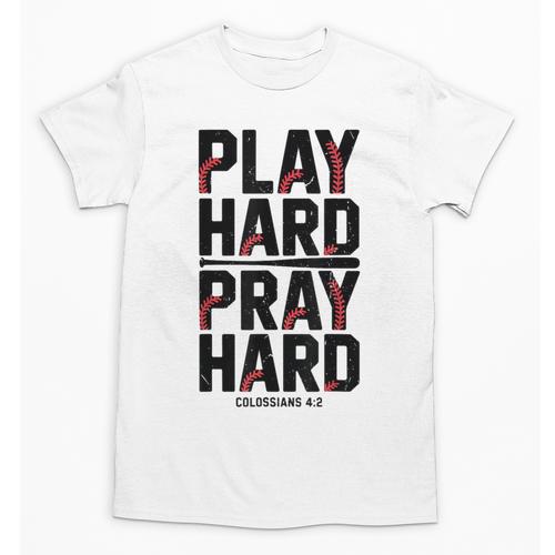 Play Hard Pray Hard Youth Boy Christian Baseball Jesus Unisex T-Shirt - Sportilla