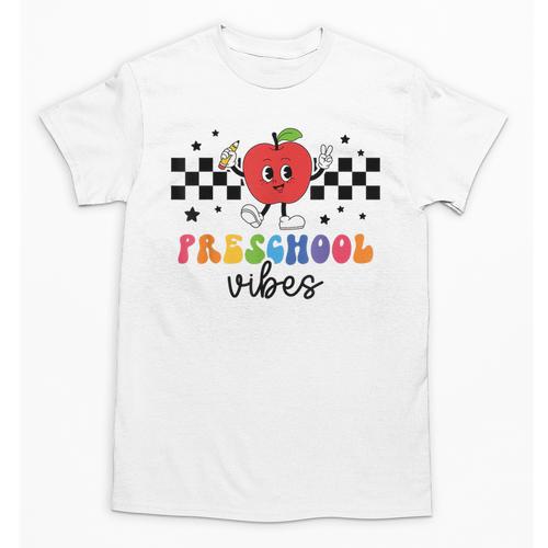 Preschool Vibes Retro Groovy Apple Back To School Unisex T-Shirt - Savourry