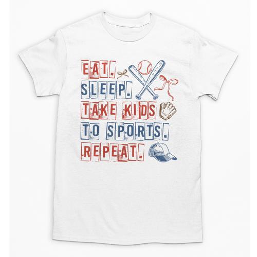 Retro Eat Sleep Take Kids To Sports Repeat Game Day Baseball Unisex T-Shirt - Sportilla