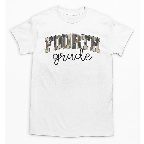 Retro Fourth Grade Camo Back To School Girls Boys 4th Grade Unisex T-Shirt - Savourry