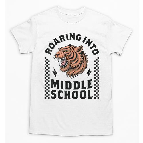 Roaring Into Middle School Tiger Back To School Boy Girl Kid Unisex T-Shirt - Savourry