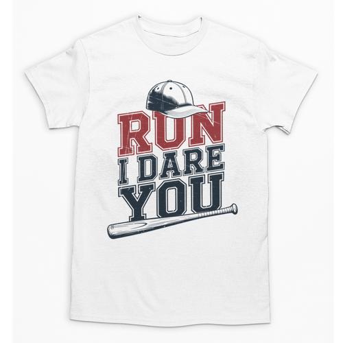 Run I Dare You Baseball Catcher Player Fan Unisex T-Shirt - Sportilla