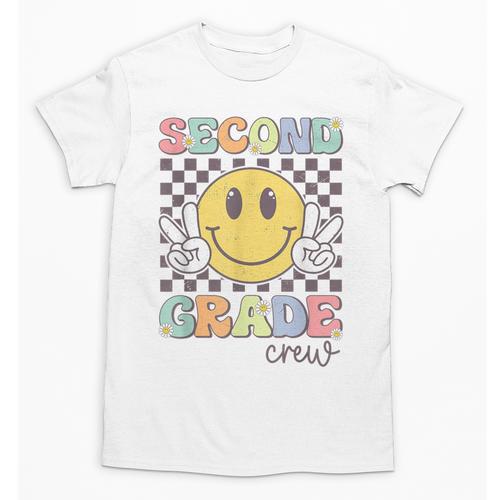 Second Grade Crew Smile Face Back To School 2nd Grade Team Unisex T-Shirt - Savourry