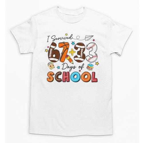 I Survived 67 33 Days Of School Baseball Basketball Football Unisex T-Shirt - Sportilla