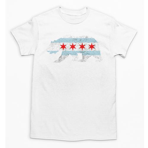 Sweet Vintage Retro Chicago City Flag Bear Print Raglan Baseball Tee Unisex T-Shirt - Sportilla