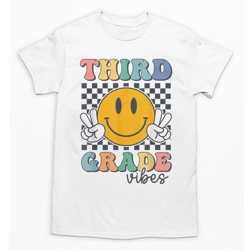 Third Grade Vibes Retro Smile Back To School 3rd Grade Team Unisex T-Shirt - Savourry
