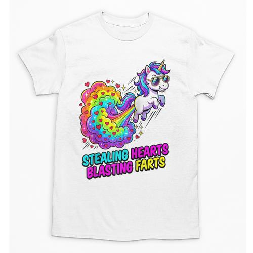 Unicorn Fart Valentine Stealing Hearts Blasting Farts Raglan Baseball Tee Unisex T-Shirt - Sportilla