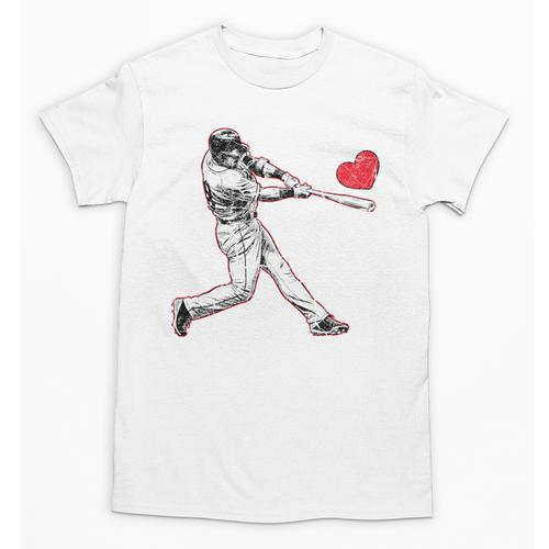 Valentines Baseball Batter Heart Player Silhouette Premium Tri-Blend Unisex T-Shirt - Sportilla