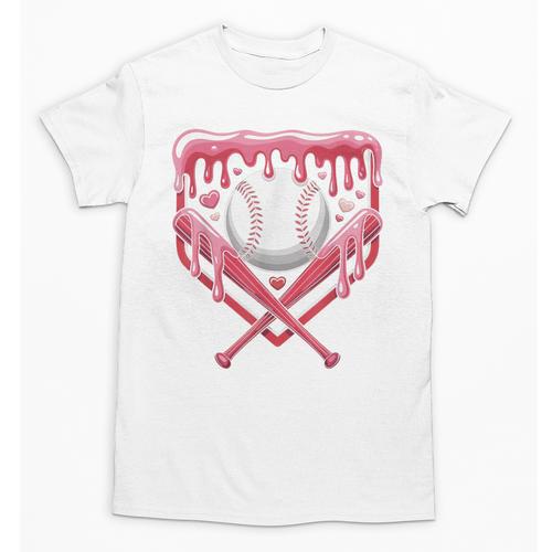 Valentines Baseball Boys Ice Cream Drip Heart Youth Kids Unisex T-Shirt - Sportilla