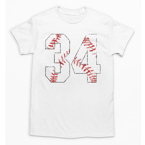 Vintage Distressed Baseball Number 34 Jersey Player Uniform Unisex T-Shirt - Sportilla