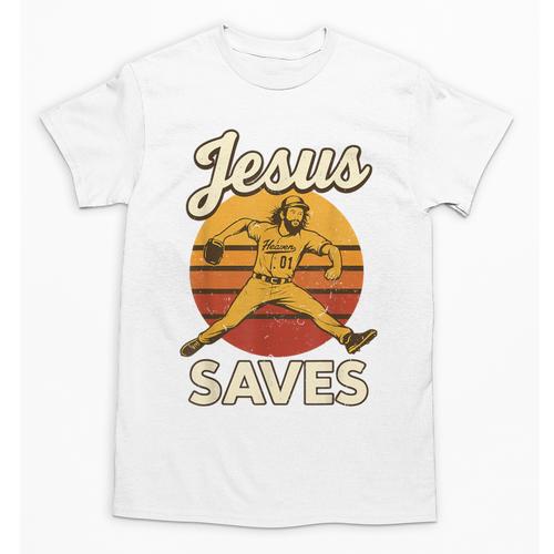 Youth Boy Baseball Jesus Saves Christian Baseball Religious Unisex T-Shirt - Sportilla