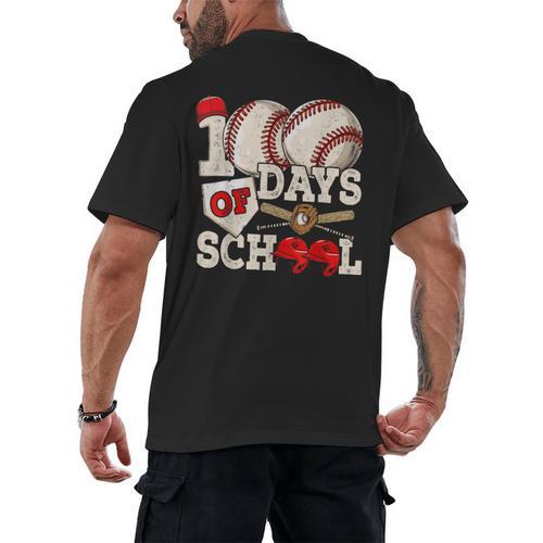 100 Days Of School Baseball 100th Day Of School Kids Teacher Men's Back Print T-Shirt - Sportilla