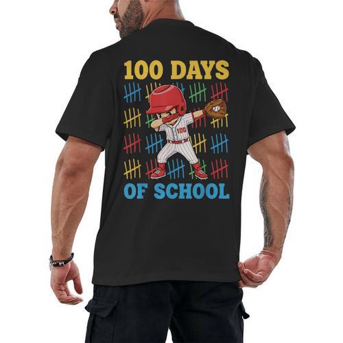100 Days Of School Baseball Bat 100th Day Of School Boys Men's Back Print T-Shirt - Sportilla