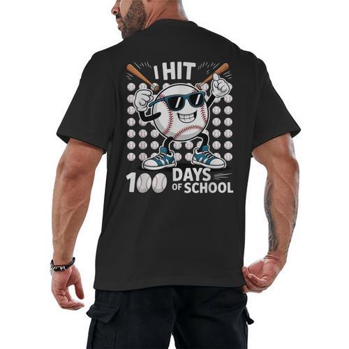 100 Days Of School Baseball Bat 100th Day Of School Men's Back Print T-Shirt - Sportilla