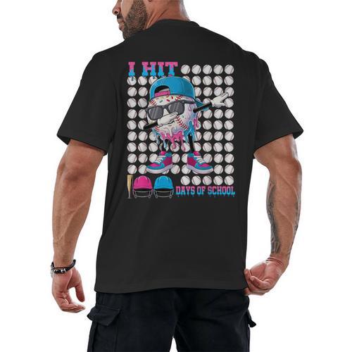 100 Days Of School Baseball Drip Boys Kids 100th Day School Men's Back Print T-Shirt - Sportilla