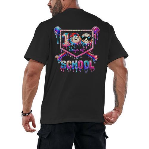 100 Days Of School Baseball Drip Boys For Men Kids Men's Back Print T-Shirt - Sportilla