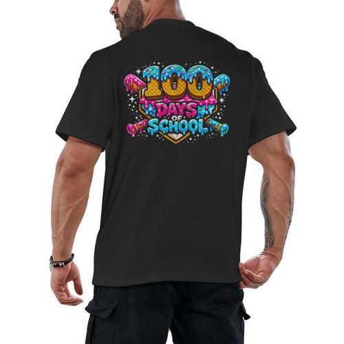 100 Days Of School Baseball Drip Ice Cream Costume Teachers Men's Back Print T-Shirt - Sportilla