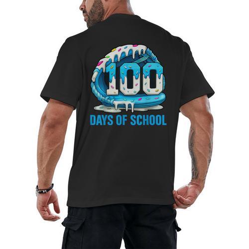 100 Days Of School Baseball Drip Ice Cream Kid Boy 100th Day Men's Back Print T-Shirt - Sportilla