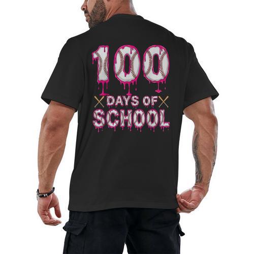 100 Days Of School Baseball Ice Cream Drip 100th Day Boys Men's Back Print T-Shirt - Sportilla