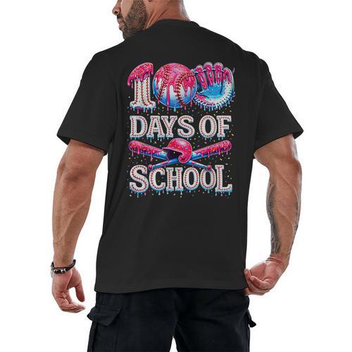 100 Days Of School Baseball Lover Donut Drip Boy Girl Men's Back Print T-Shirt - Sportilla