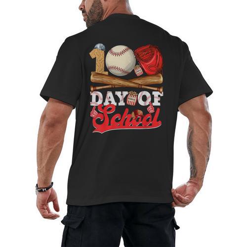 100 Days Of School Baseball Player Sports Game Teacher Kid Men's Back Print T-Shirt - Sportilla