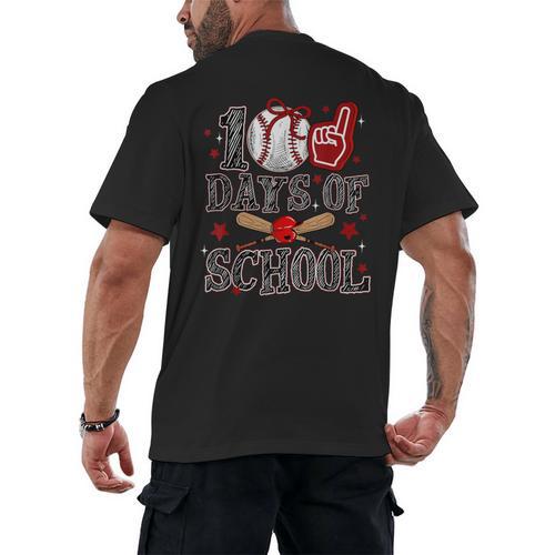 100 Days Of School Baseball Teacher 100 Days Smarter Student Men's Back Print T-Shirt - Sportilla